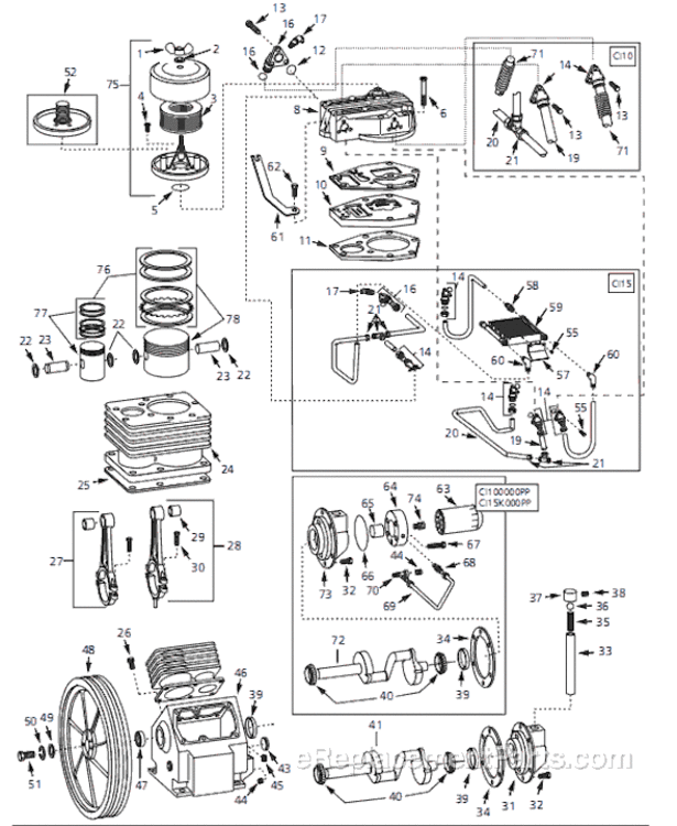 Page A Diagram and Parts List for CI15K00APP 2002 Campbell Hausfeld Compressor